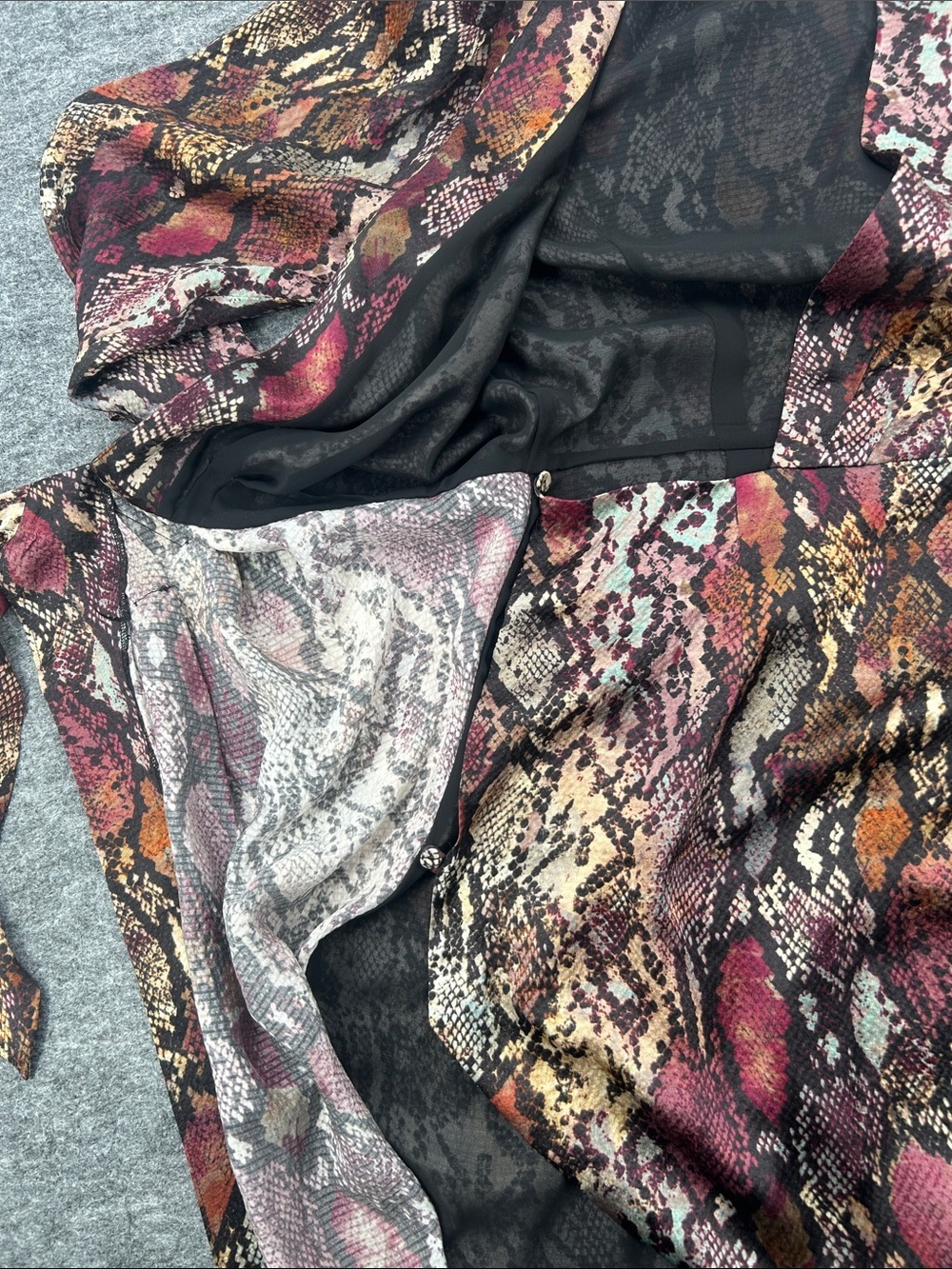 Rebecca Taylor Burgundy Rust Snake-Print Wrap Midi Dress Size 2 - Picture 12 of 15